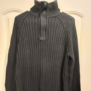 Nautica Men's Ribbed Fisherman Blue Pullover Long Sleeve Sweater Size L Mock